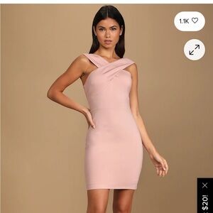 Lulus Pink halter crossover Sleeveless Dress